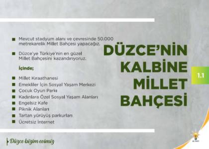 Düzce’nin Kalbine Millet Bahçesi